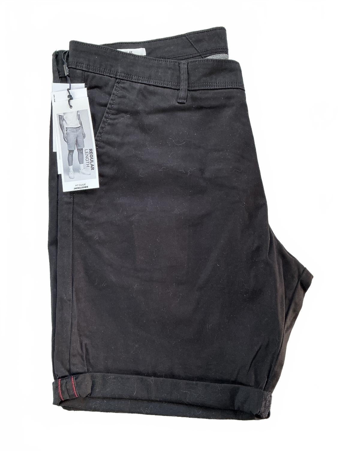 Jack & Jones Regular Length Men's Shorts XXL Black Solid Style