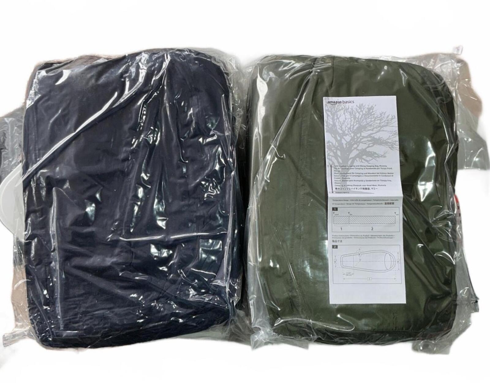 Two Amazon Basics Cold Weather Sleeping Bag Mummy Style Size Regular