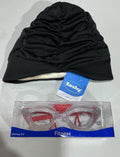 *NEW* Fashy & Speedo Swim Set Goggles + Cap One Size Black/Red Fitness