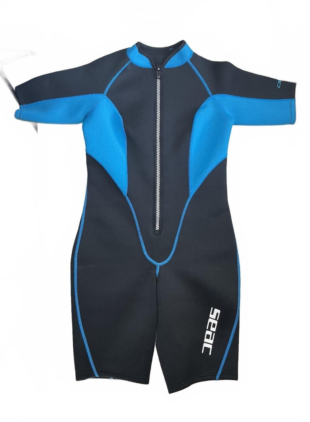 Seac Ciao Lady Wetsuit Women Size Large Black Blue 2.5mm Short Sleeve Front Zip
