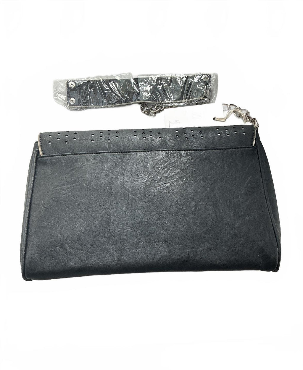 Religion Black Leather Clutch Bag