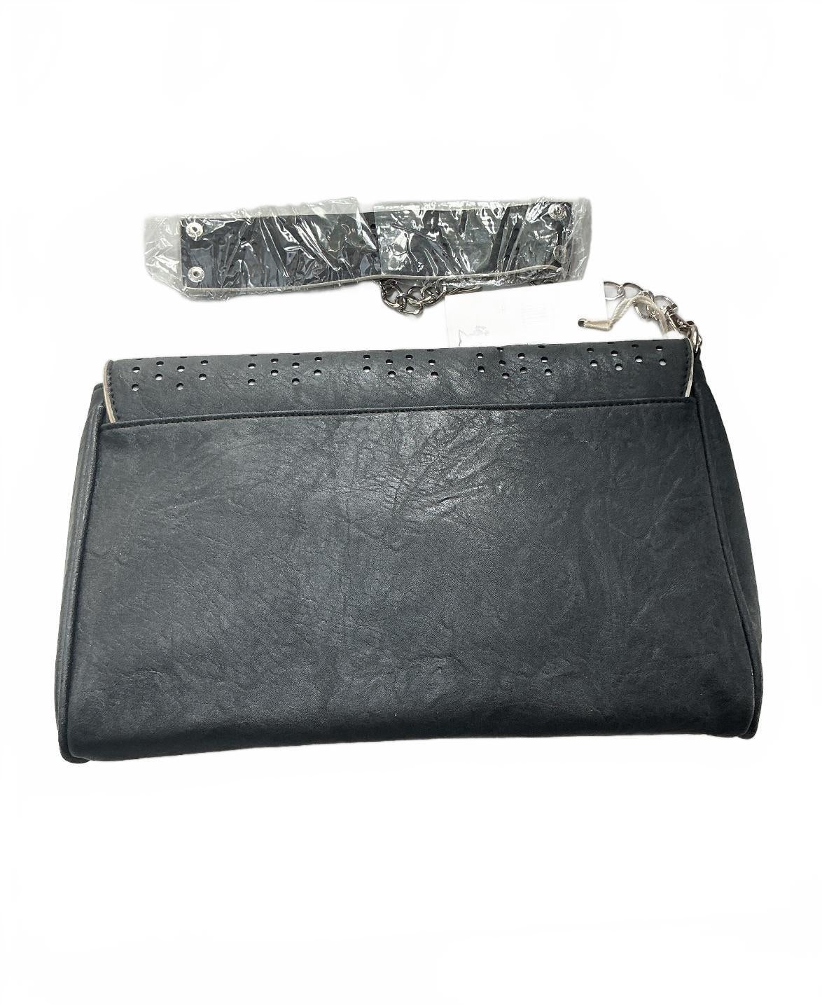 Religion Black Leather Clutch Bag