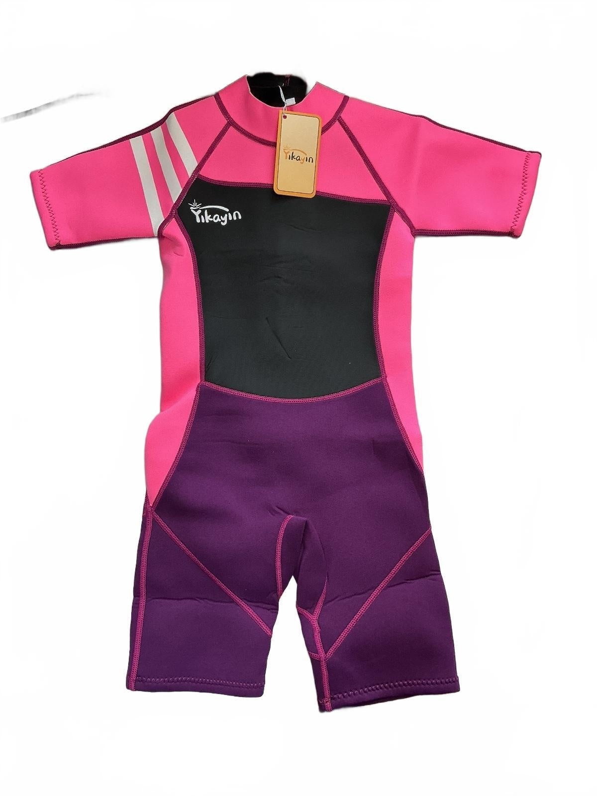 Yikayin Kids Large 8 Pink Purple Shorty Wetsuit Comfortable Durable