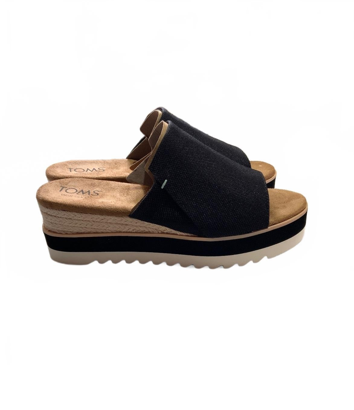 TOMS Women's Black Platform Slide Sandals Size 5uk Comfortable Stylish