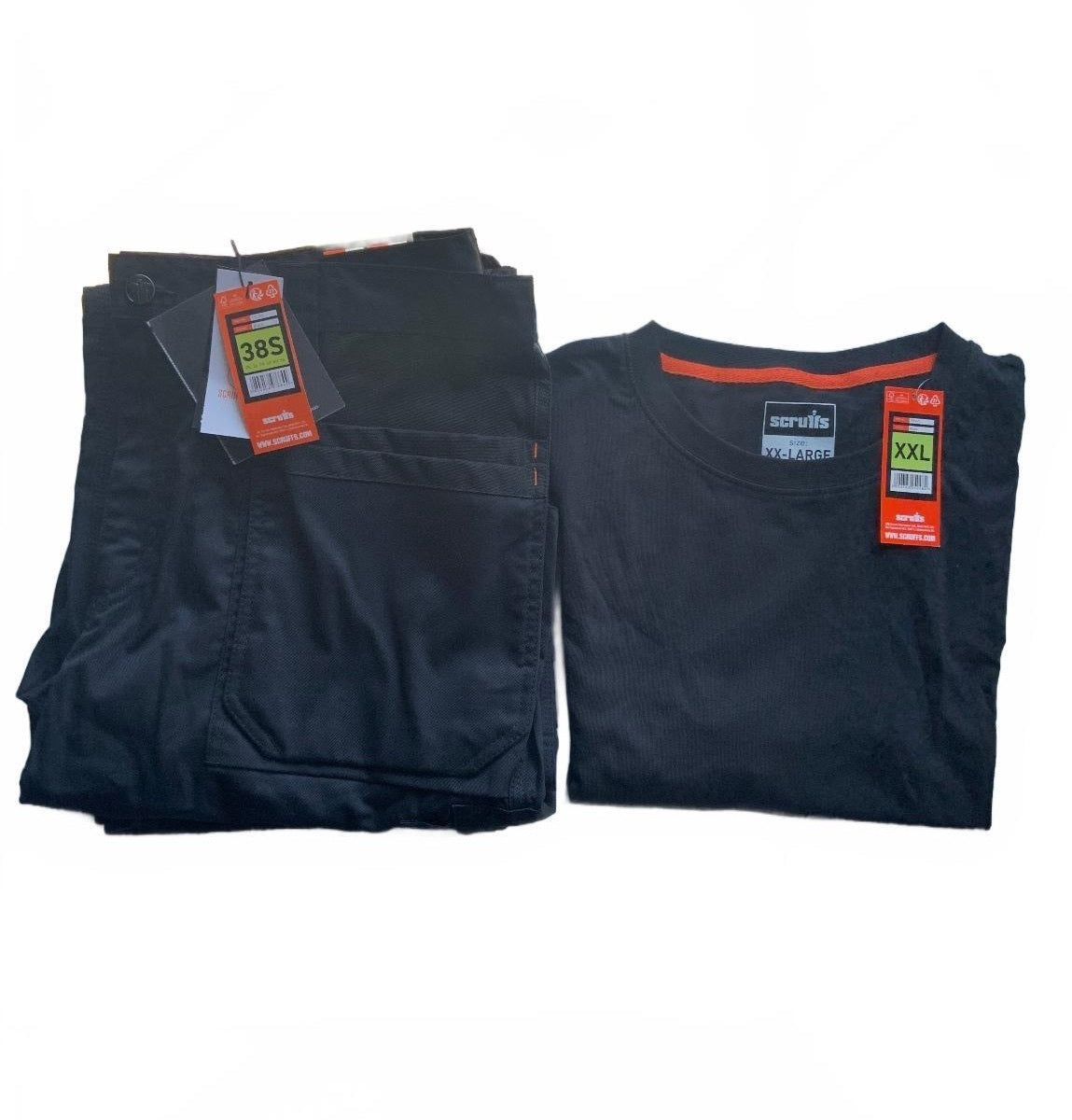 *NEW* Scruffs Worker Plus Trousers Black Size 38S + Xxl Scruffs T-shirt