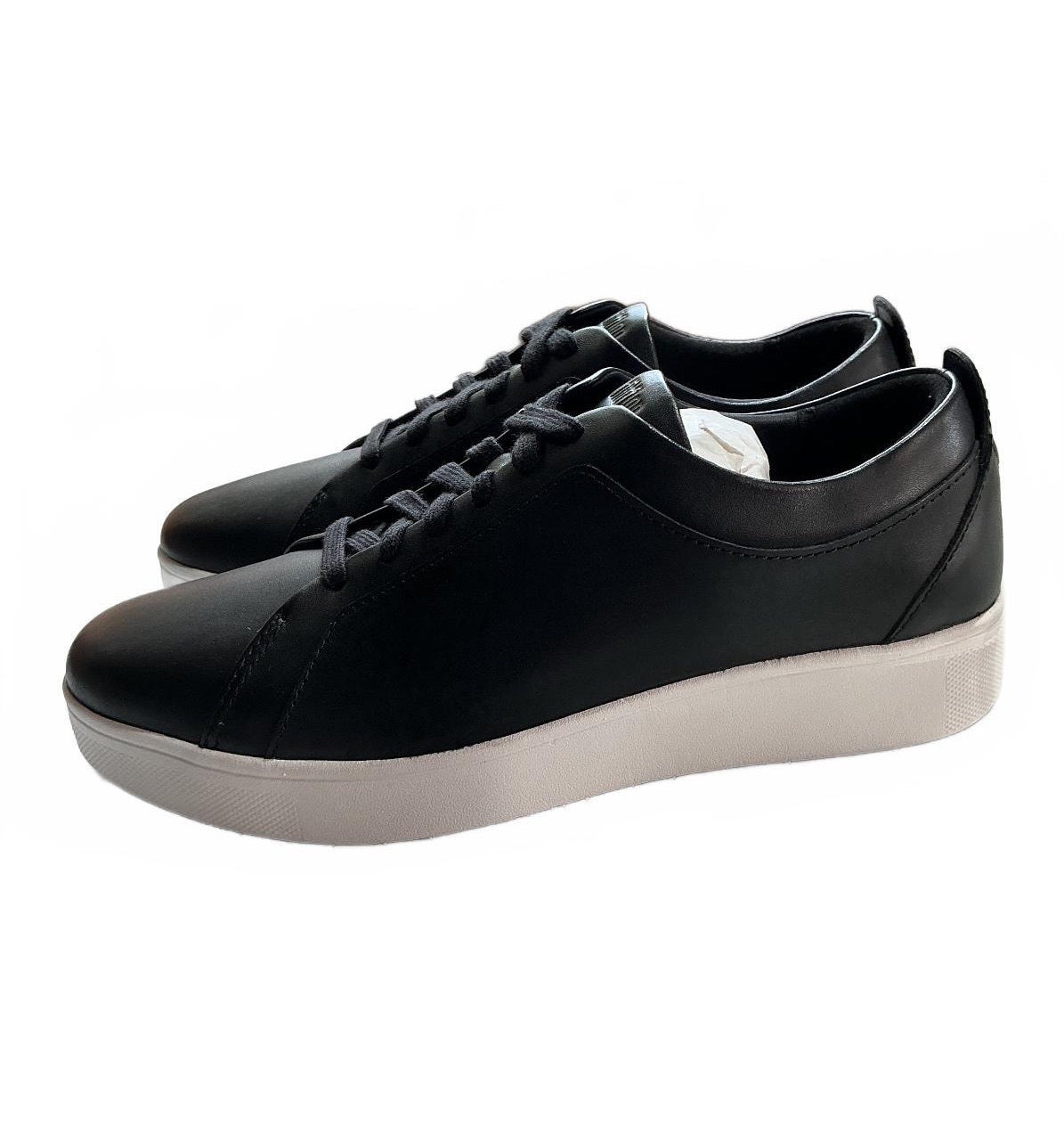 FitFlop Rally Black Leather Sneakers UK Size 6 Comfortable Casual Shoes