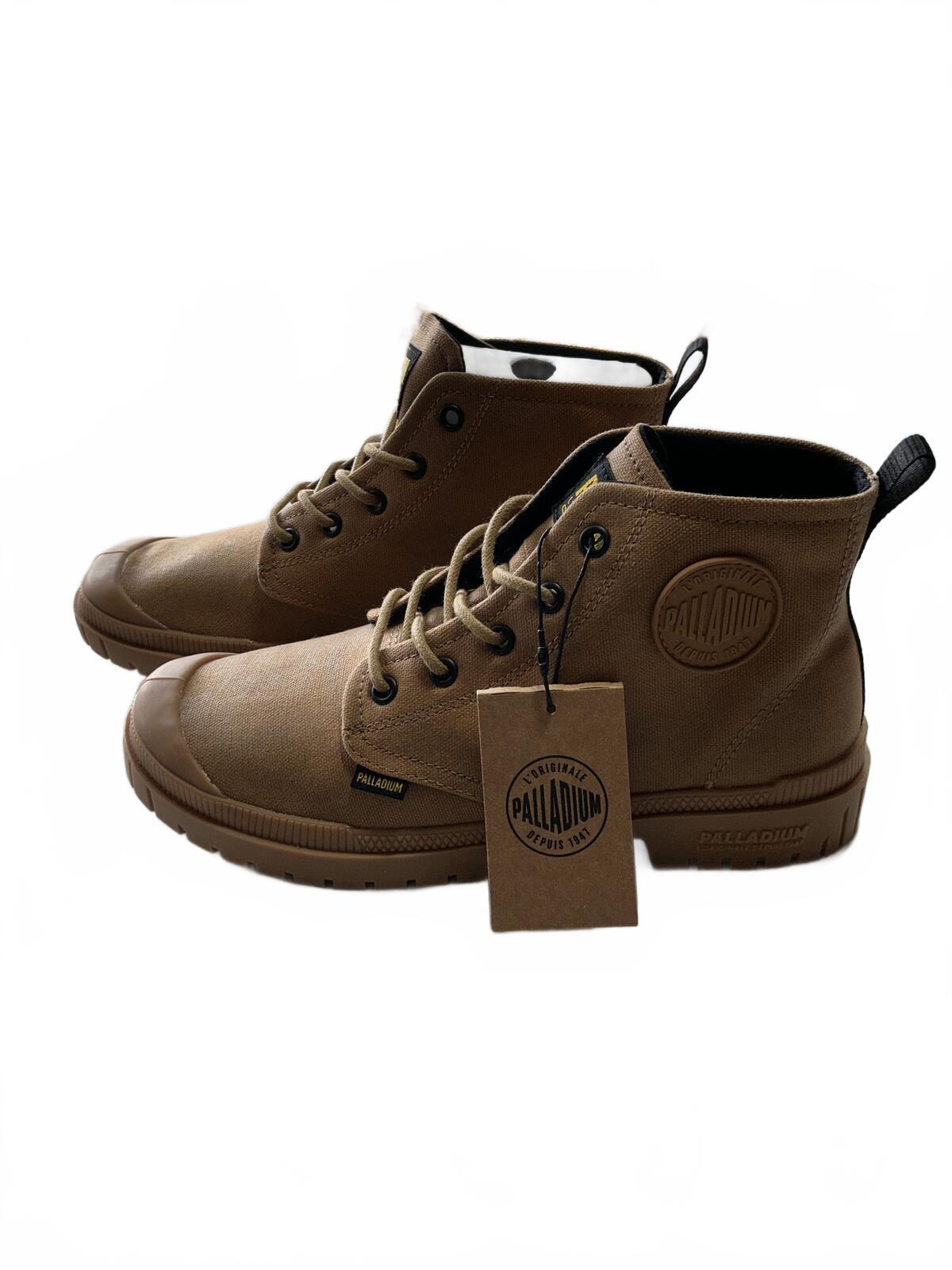 Palladium Ladies Tan Canvas Boots Size 5.5 Comfortable Durable Outdoor Style