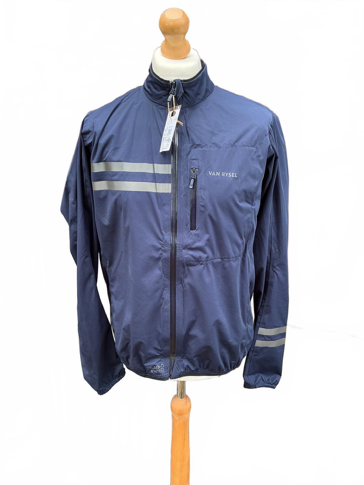Van Rysel Men's Navy Blue Cycling Jacket Size Regular Xl Reflective Stripes