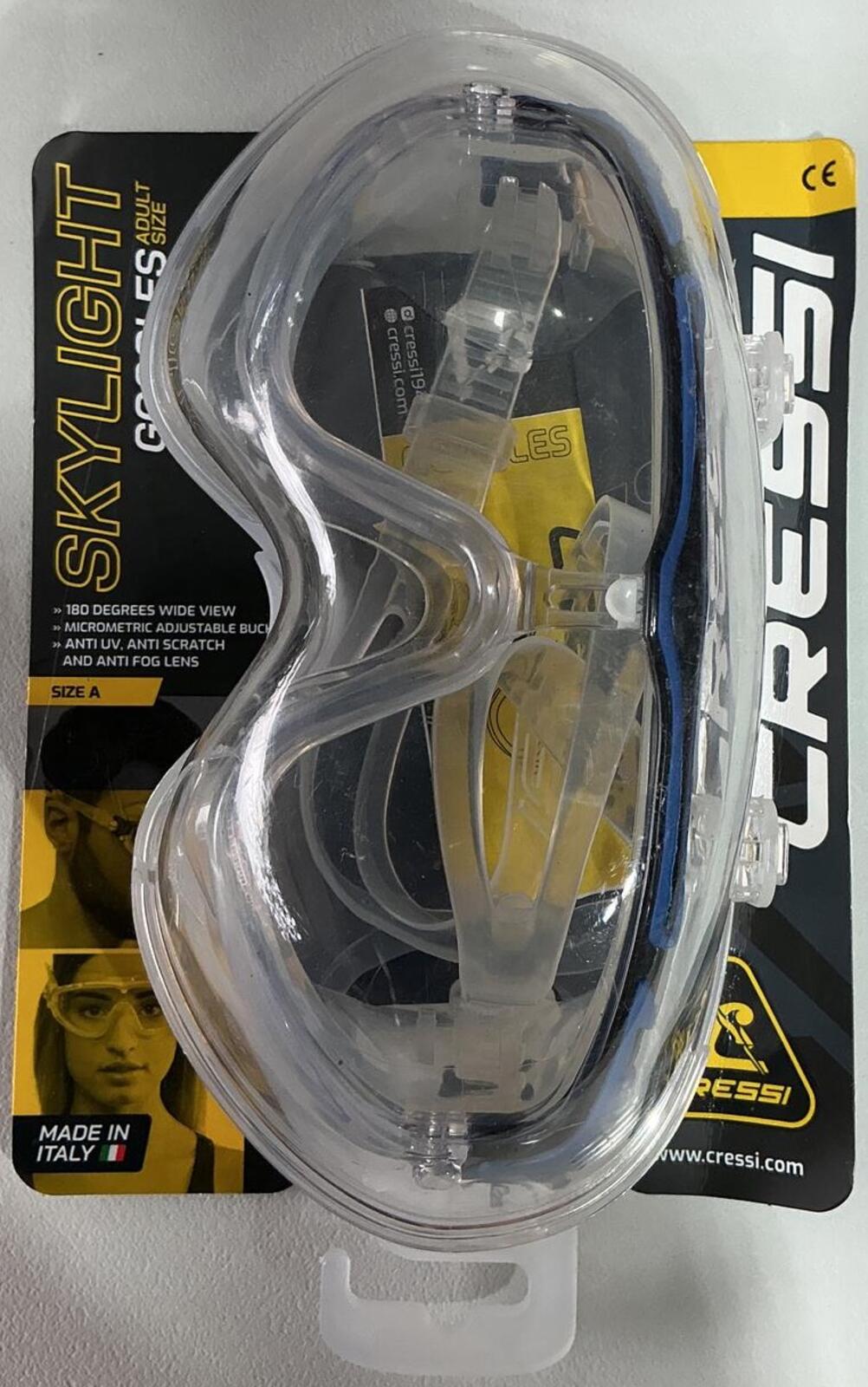 *NEW* Cressi Skylight Swimming Mask Goggles Size A Clear/Black/Blue