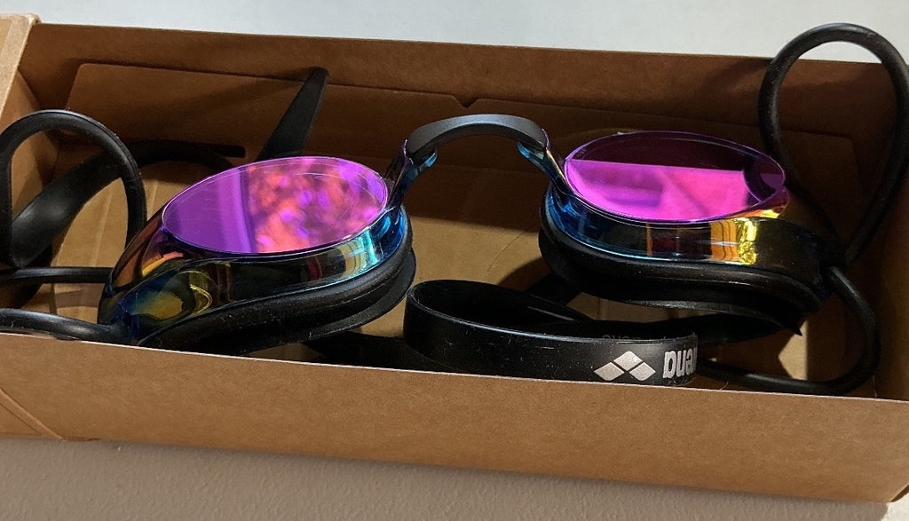 arena Spider Mirror Junior Swimming Goggles Age 6-12 + Tracks Mirror Adult