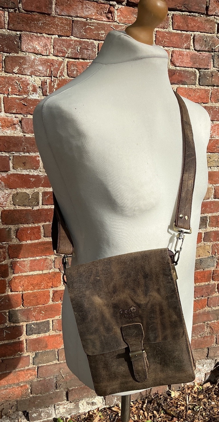 Oxford Chariot Bespoke Luxury Leather Crossbody Bag Brown Vintage Style