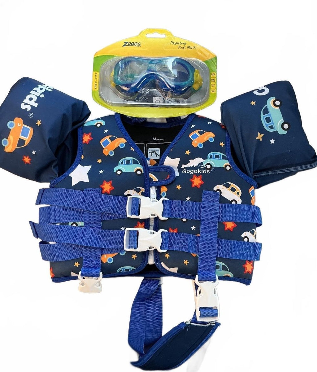 Gogokids Kids Life Jacket Vest Size Medium with Zoggs Goggles 19-30kg