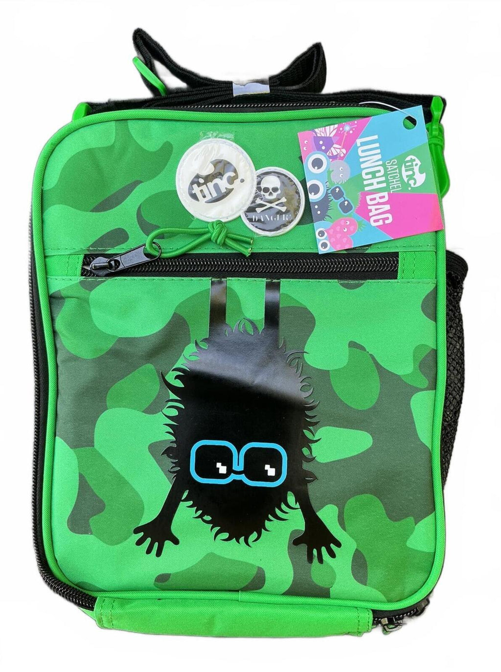 Tinc Green Camouflage Lunch Bag with Fun Character Design - Compact Size