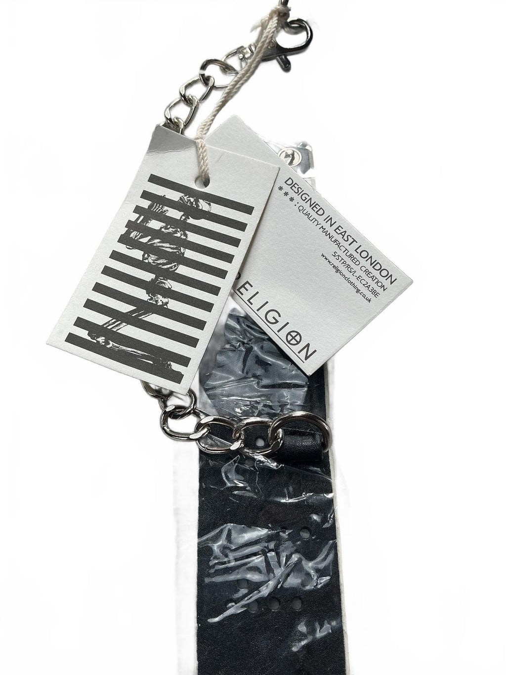Religion Black Leather Clutch Bag