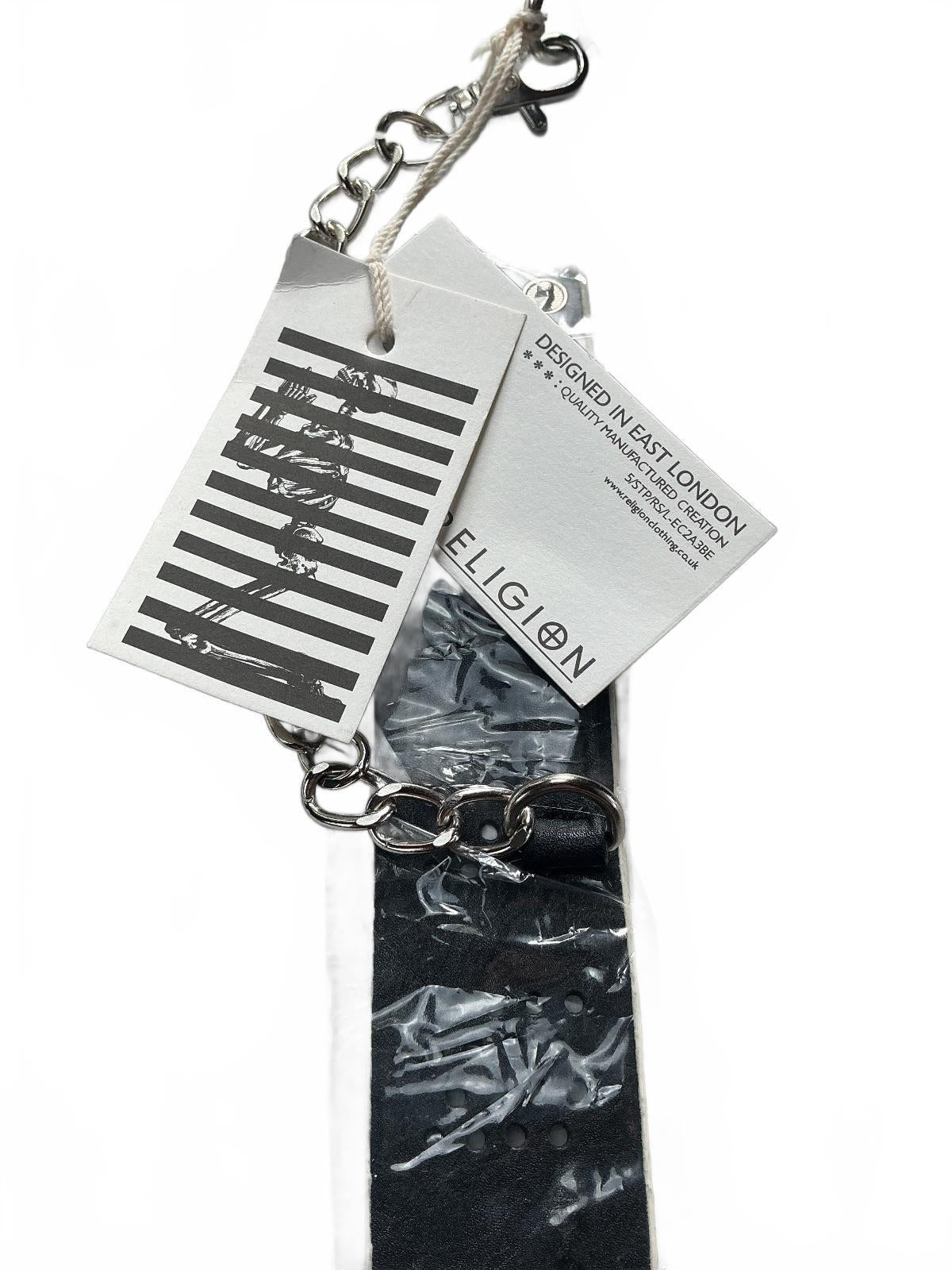 Religion Black Leather Clutch Bag