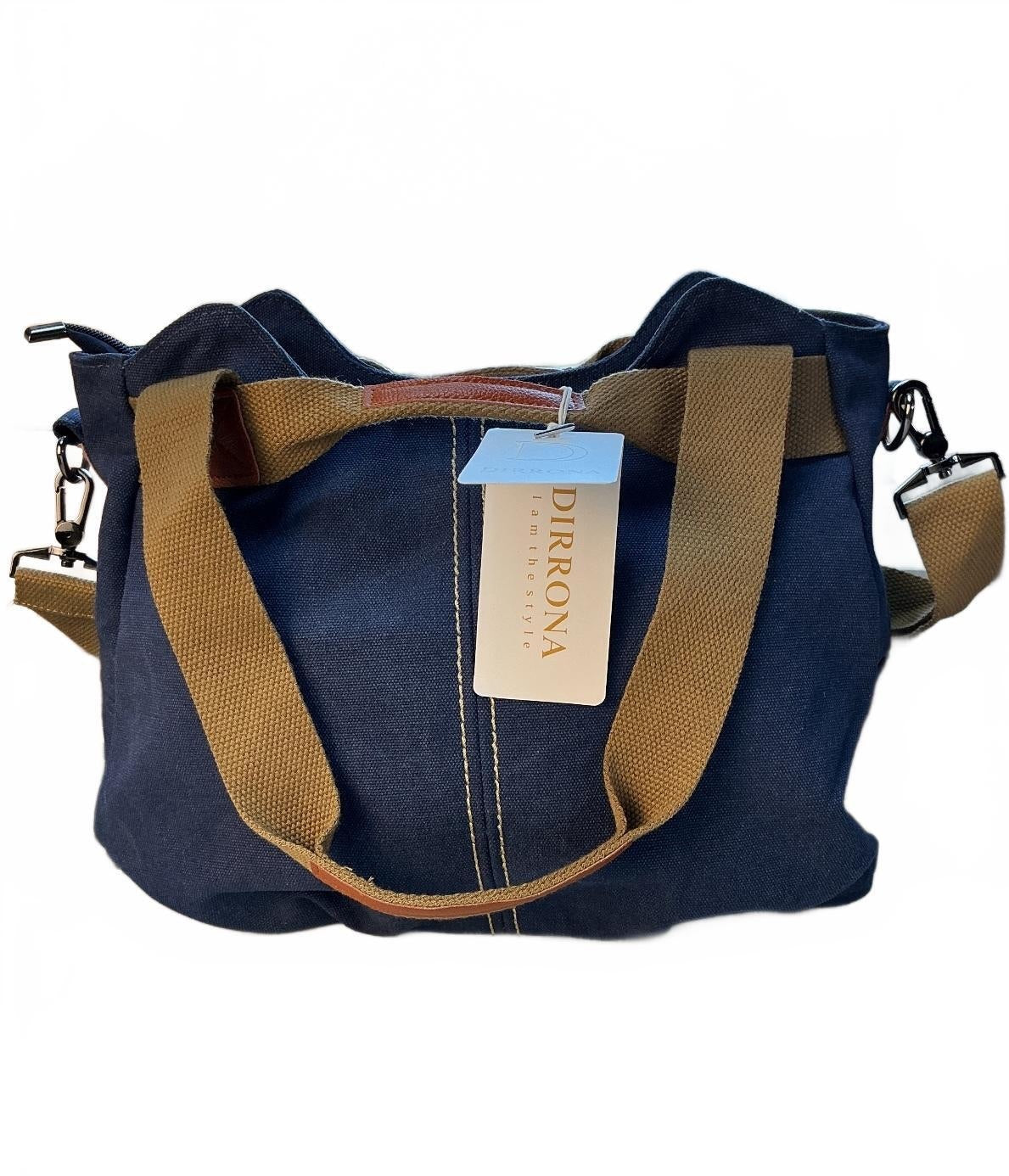 DIRRONA Canvas Tote Bag Women Navy Blue Durable Casual