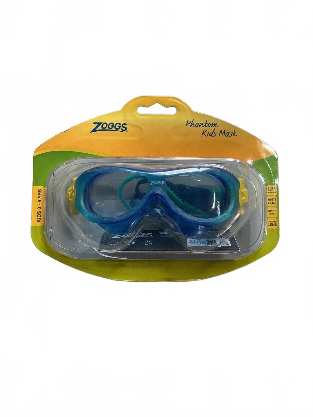 Zoggs Phantom Kids Mask Swimming Goggles for Kids 0-6 Years Blue Yellow