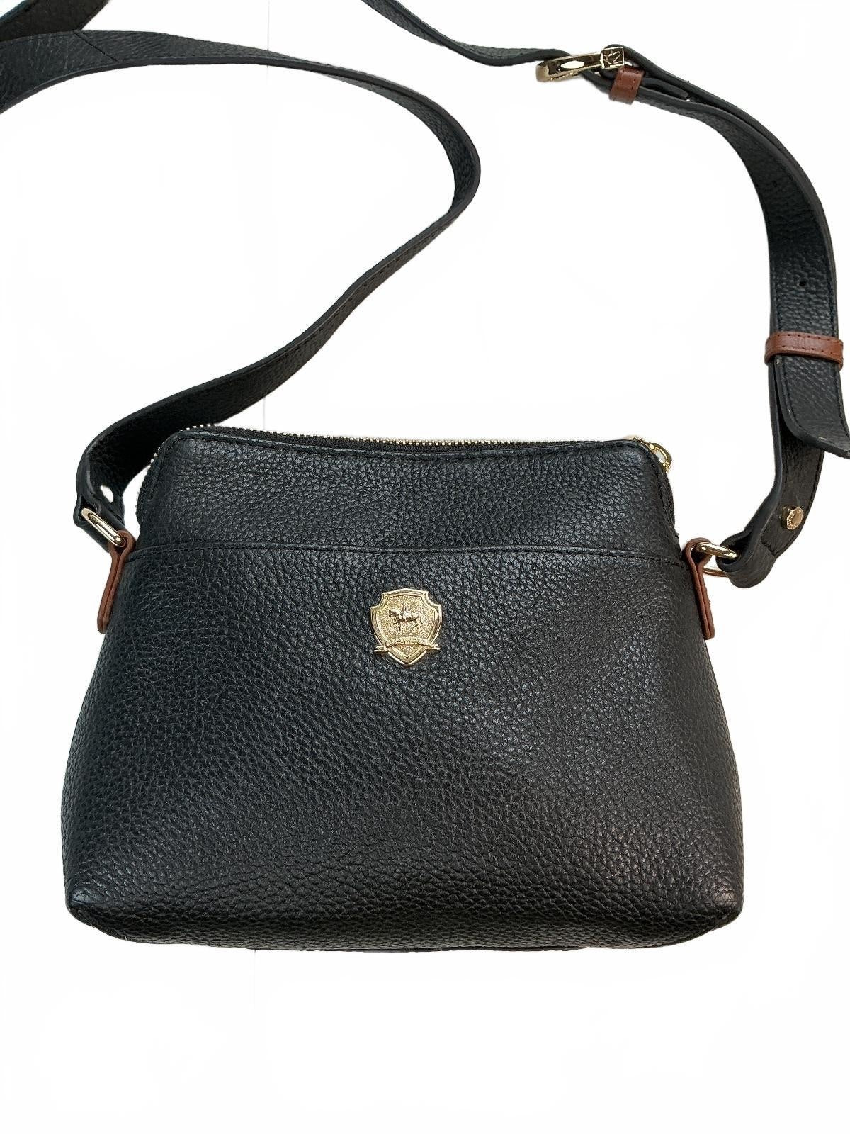 Paul Costelloe Women's Black and Tan Pebbled Leather Crossbody Shoulder Bag