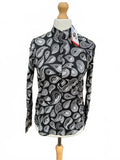 Paul Smith Black and White Paisley Print Long Sleeve Top Size Small