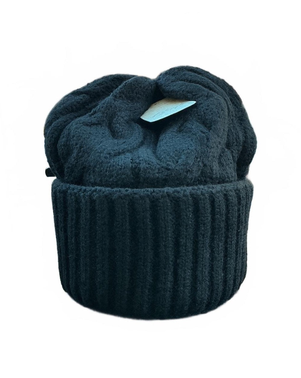 Free people Ladies Coast Line Knit Beanie Black Cable Knit Ribbed Cuff