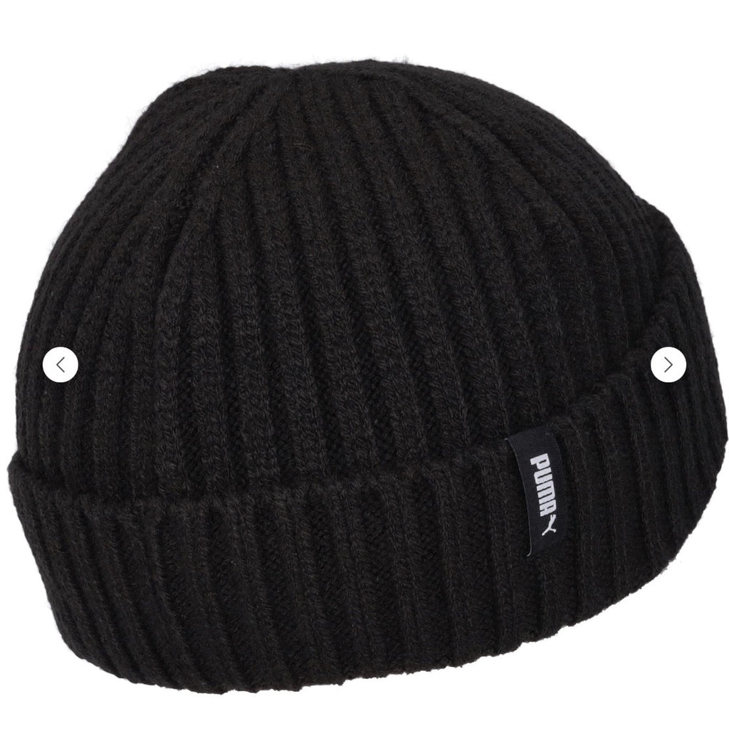 Puma Sportwear Fisherman Beanie Unisex Adult Black Ribbed Knit Hat