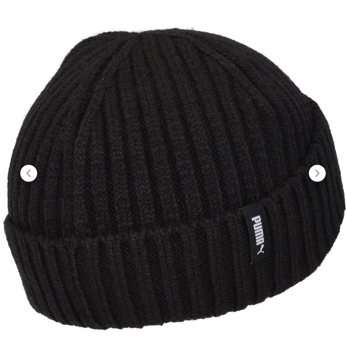 Puma Sportwear Fisherman Beanie Unisex Adult Black Ribbed Knit Hat