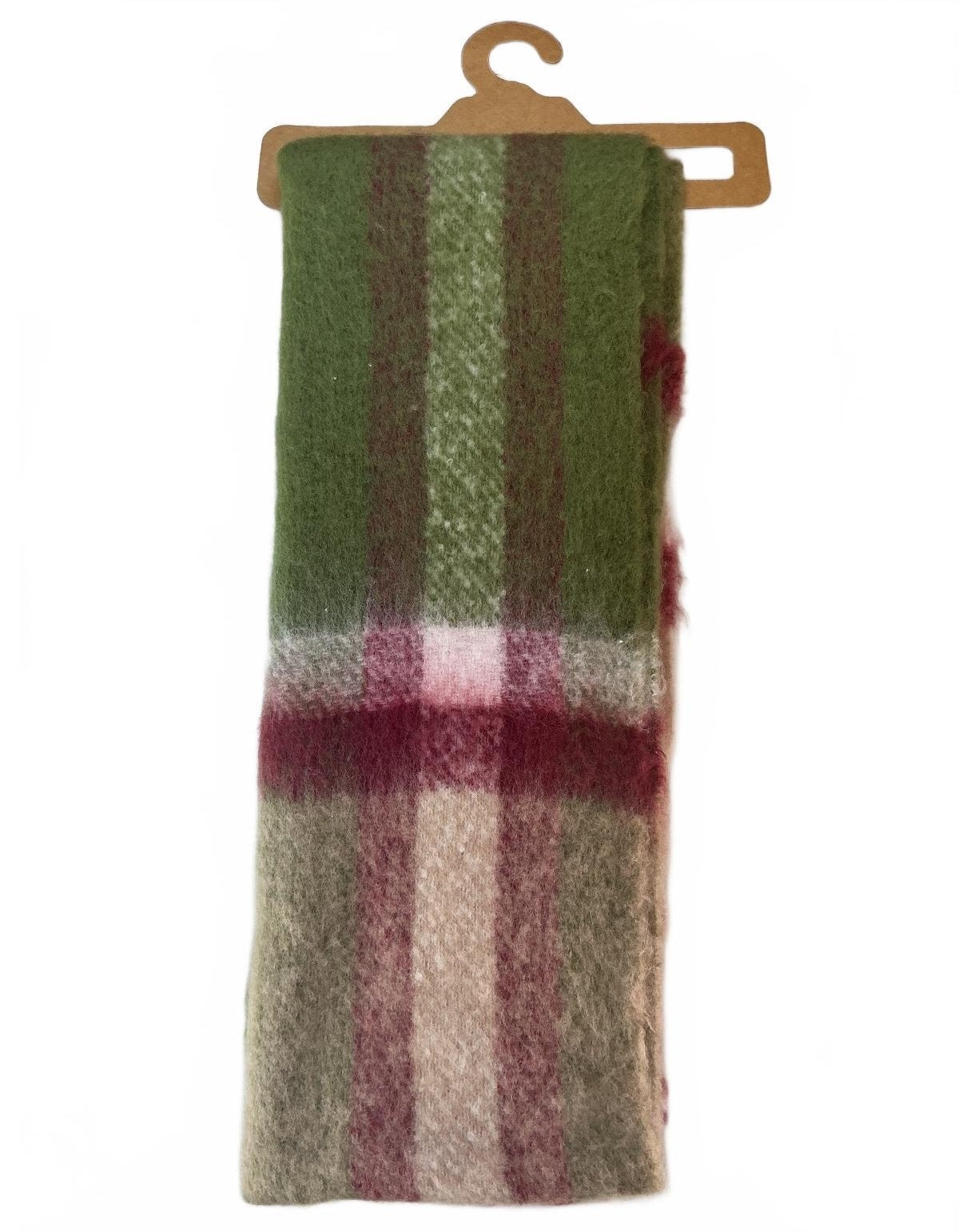 Radley London Women's Scarf Green Pink Beige Plaid Soft Fringed Winter Accessory