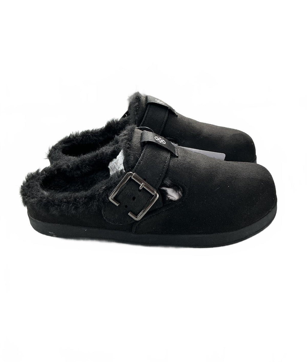 Sisttke Winter Clogs Women's Size 38/Uk 5 Black Suede Leather Faux Fur Lined