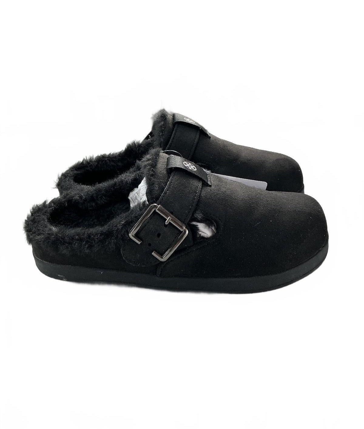 Sisttke Winter Clogs Women's Size 38/Uk 5 Black Suede Leather Faux Fur Lined