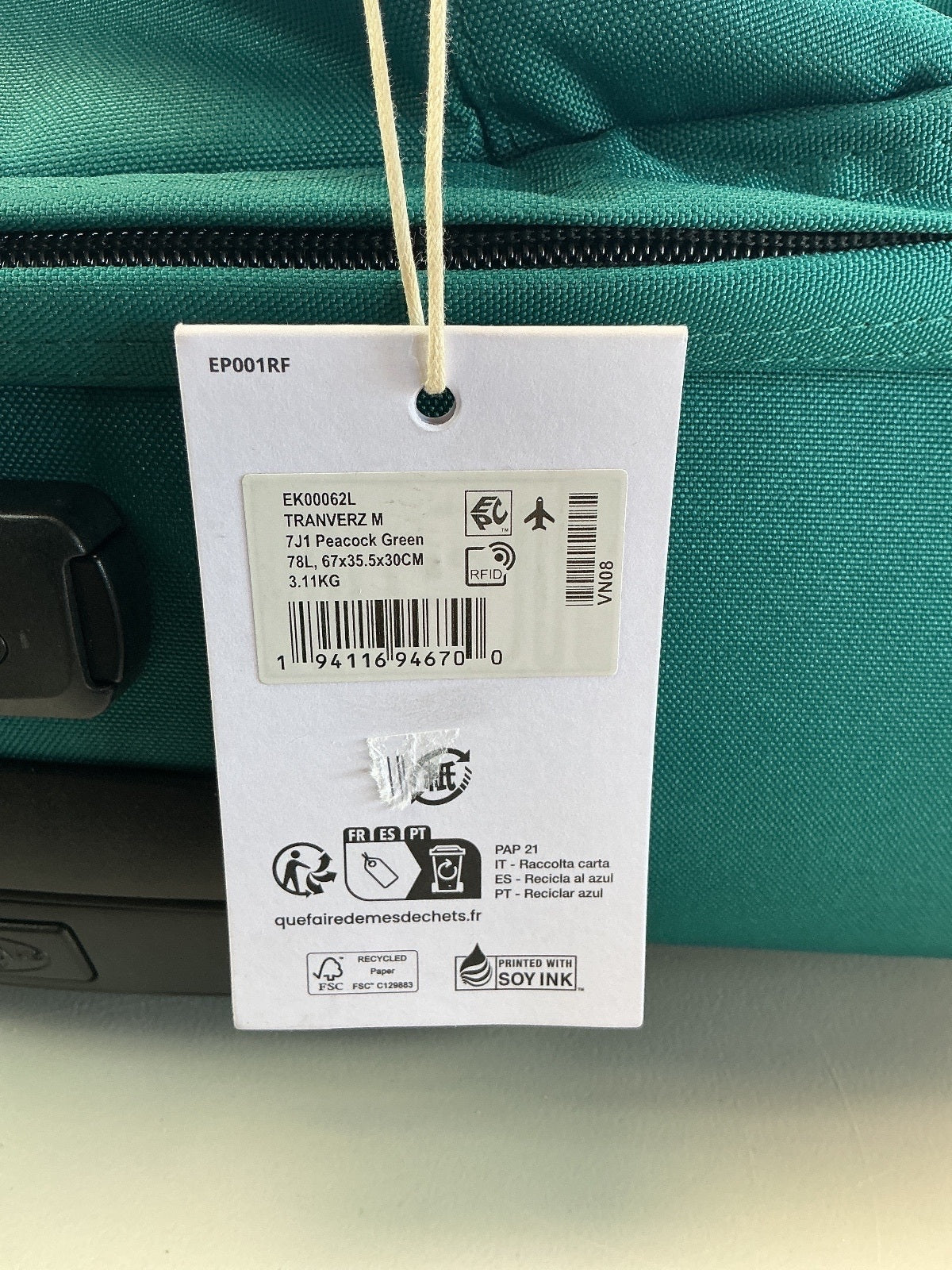 Eastpak Tranverz M 78L Green Travel Suitcase