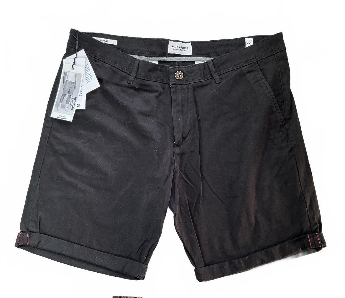Jack & Jones Regular Length Men's Shorts XXL Black Solid Style