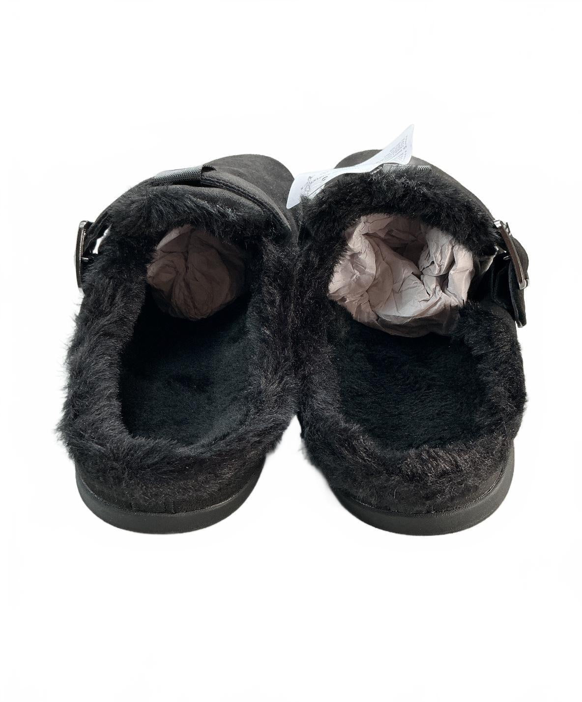Sisttke Winter Clogs Women's Size 7.5 Black Suede Adjustable Strap Faux Fur