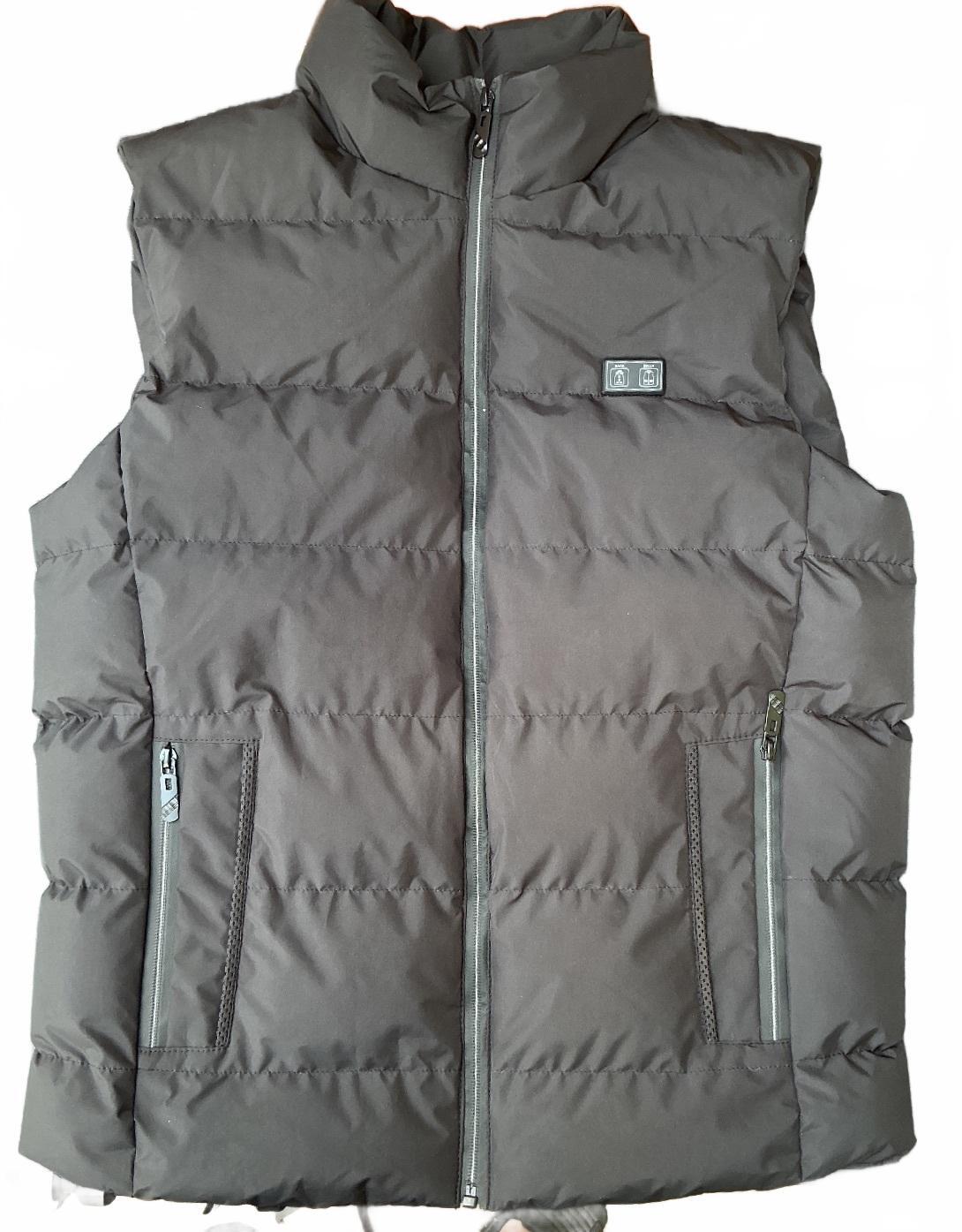 Men's Heated Black Puffer Vest Size Large Sleeveless Jacket