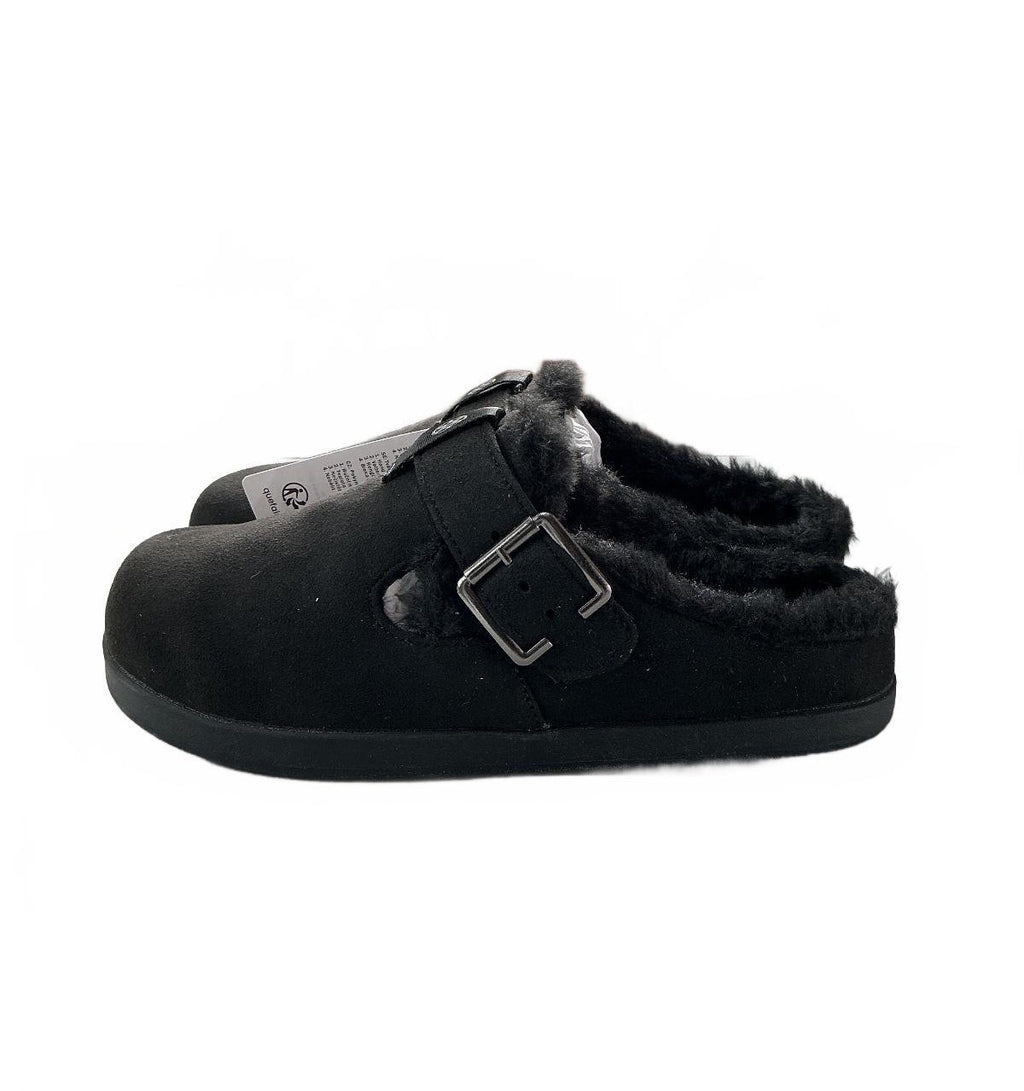 Sisttke Winter Clogs Women's Size 38/Uk 5 Black Suede Leather Faux Fur Lined