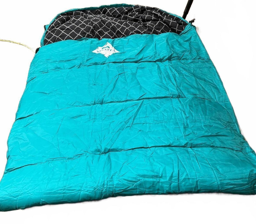 MCOTA Single Adult Sleeping Bag Teal/Black Mummy Style Camping Bag with Sack