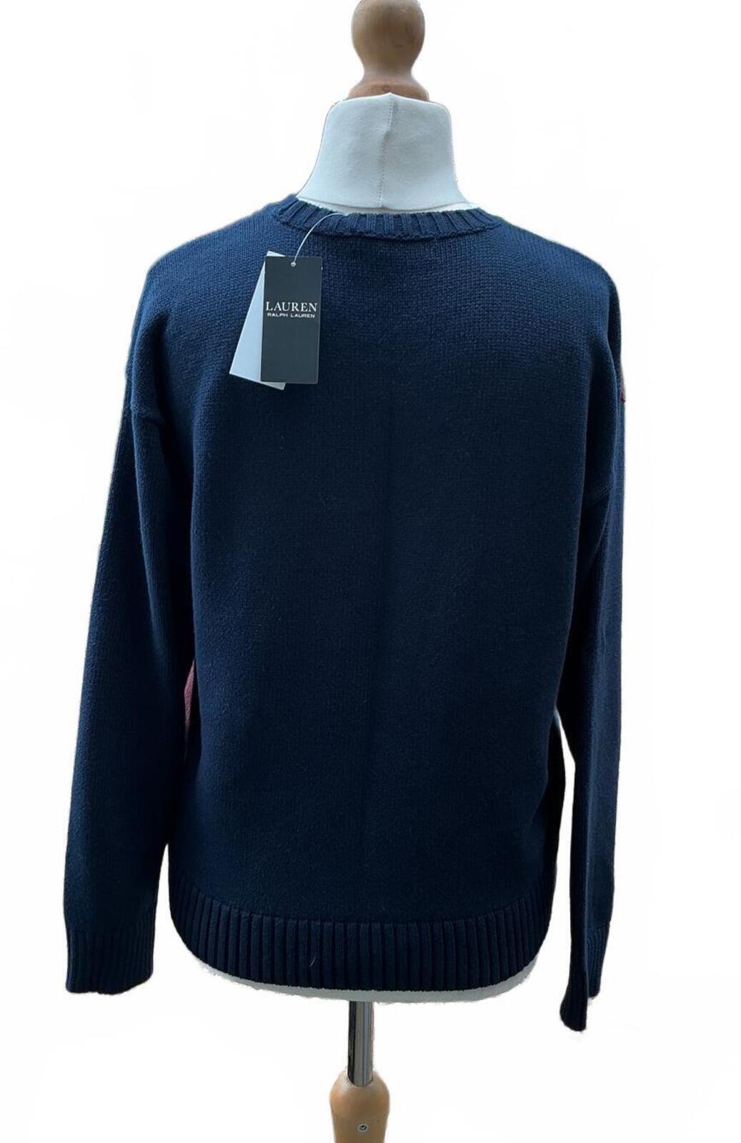Ralph Lauren Navy and Burgundy Crest Sweater Size Regular M Stylish Knitwear