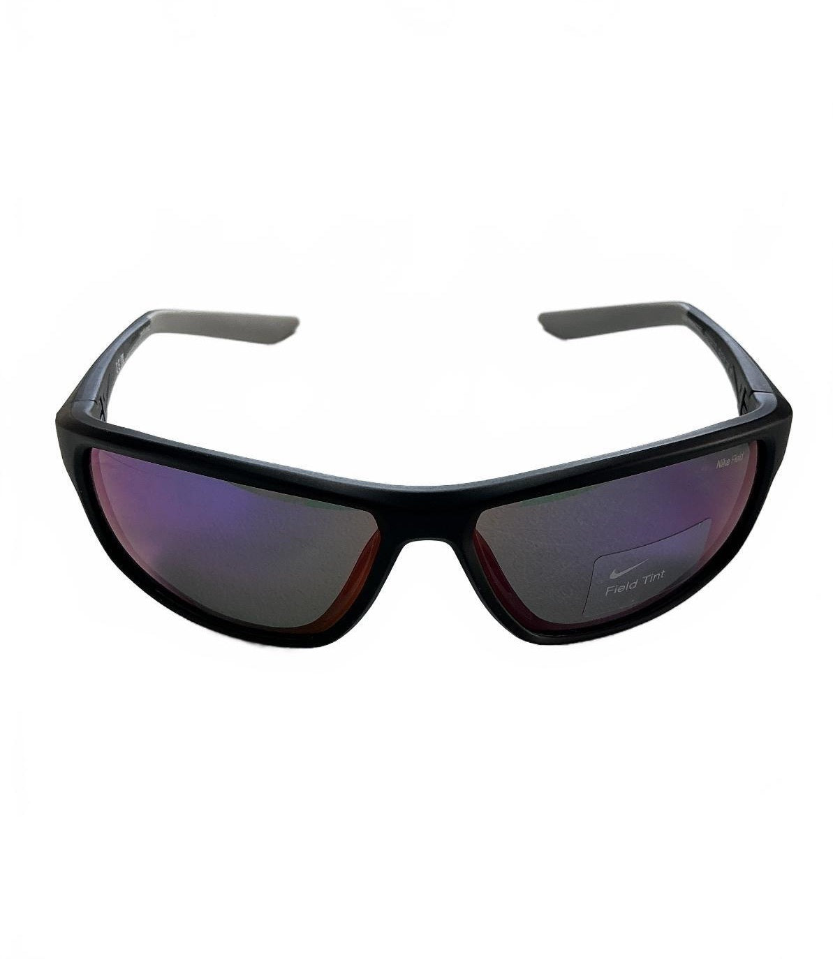 Nike Adrenaline 22 E sunglasses in matte black pink-mirrored field tint lenses.