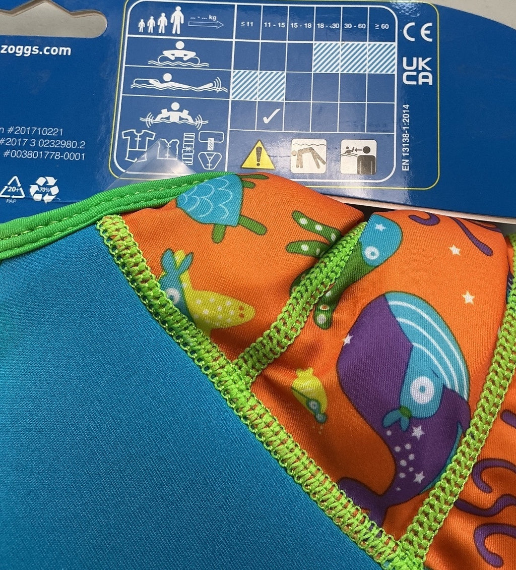 Zoggs Water Wings Vest Baby 1-2 Years Blue Orange Floatation Aid Swim
