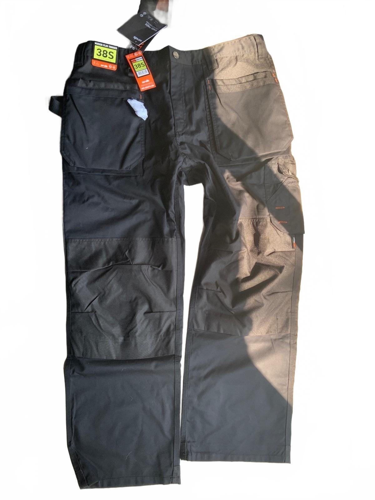 *NEW* Scruffs Worker Plus Trousers Black Size 38S + Xxl Scruffs T-shirt