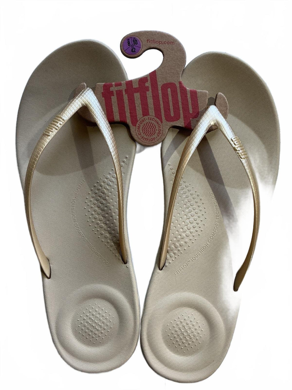 FitFlop IQushion Ergonomic Flip-Flops Gold UK 8 Comfortable Supportive