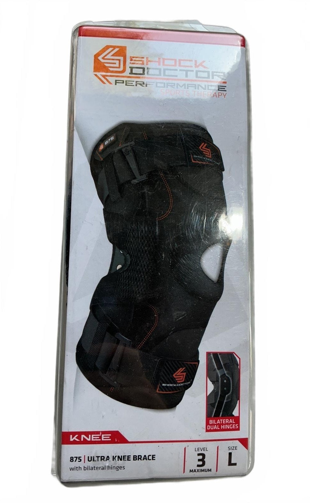 Shock Doctor Ultra Knee Brace with Bilateral Hinges Size L Black Support