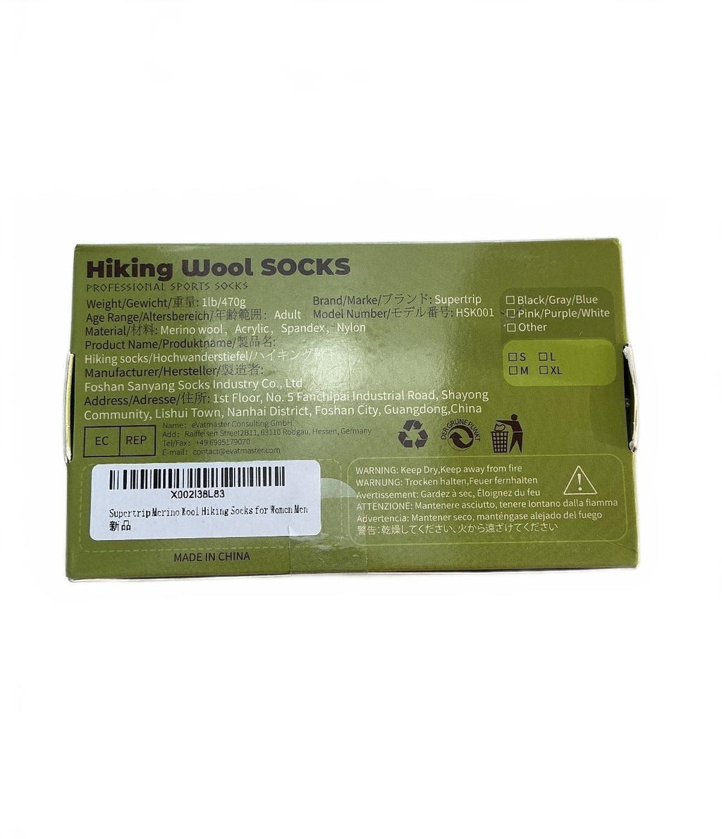 Supertrip Hiking Wool Socks Medium Size 3-5Uk Comfortable Fit