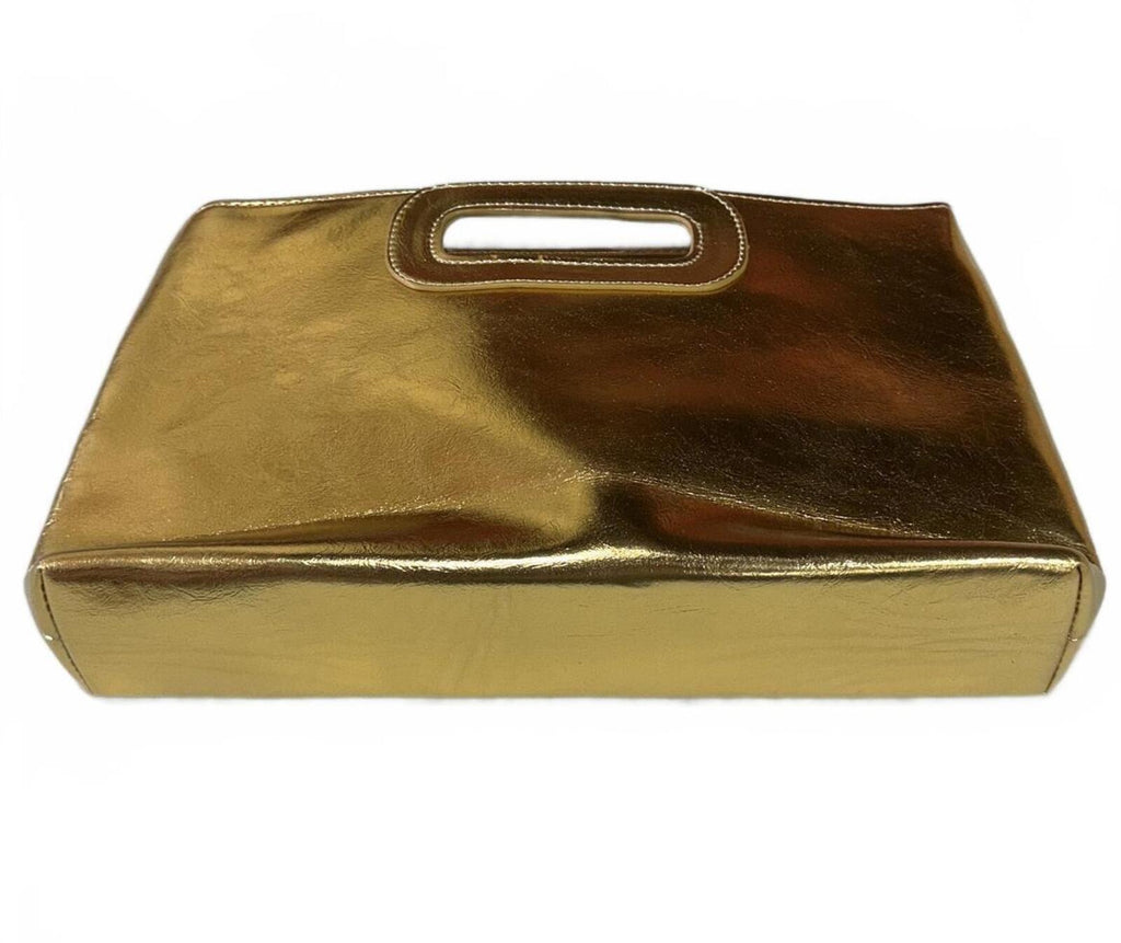 Gold Metallic Evening Clutch Bag with Chain Strap