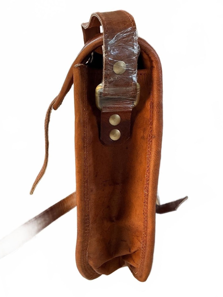 Firu Handmade Brown Leather Crossbody Bag Size Medium