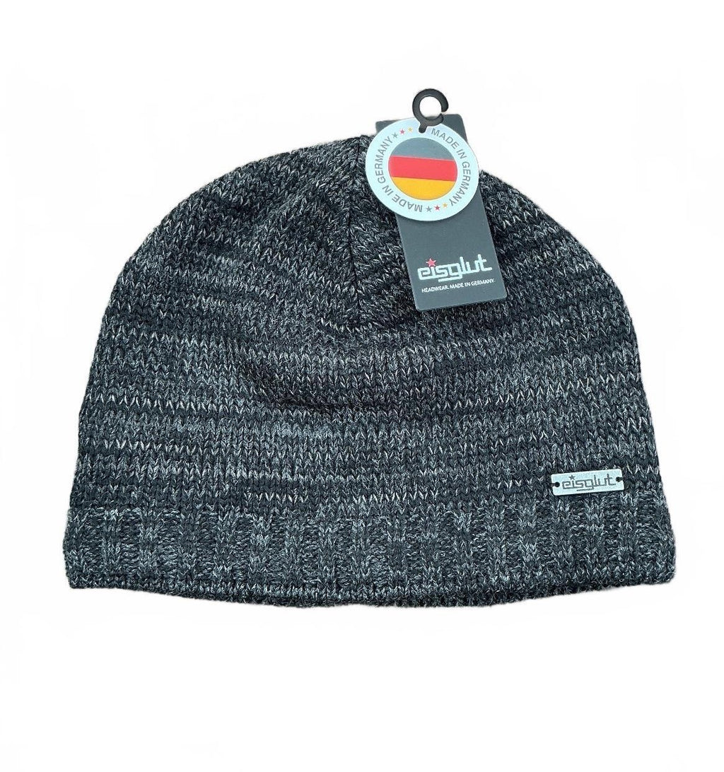 Eisglut Dylan One Size Anthracite Marled Knit Beanie Hat with Fleece Liner