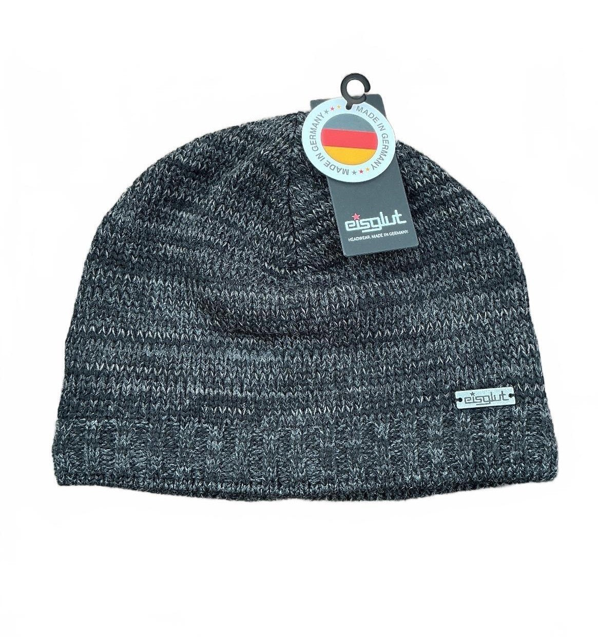 Eisglut Dylan One Size Anthracite Marled Knit Beanie Hat with Fleece Liner