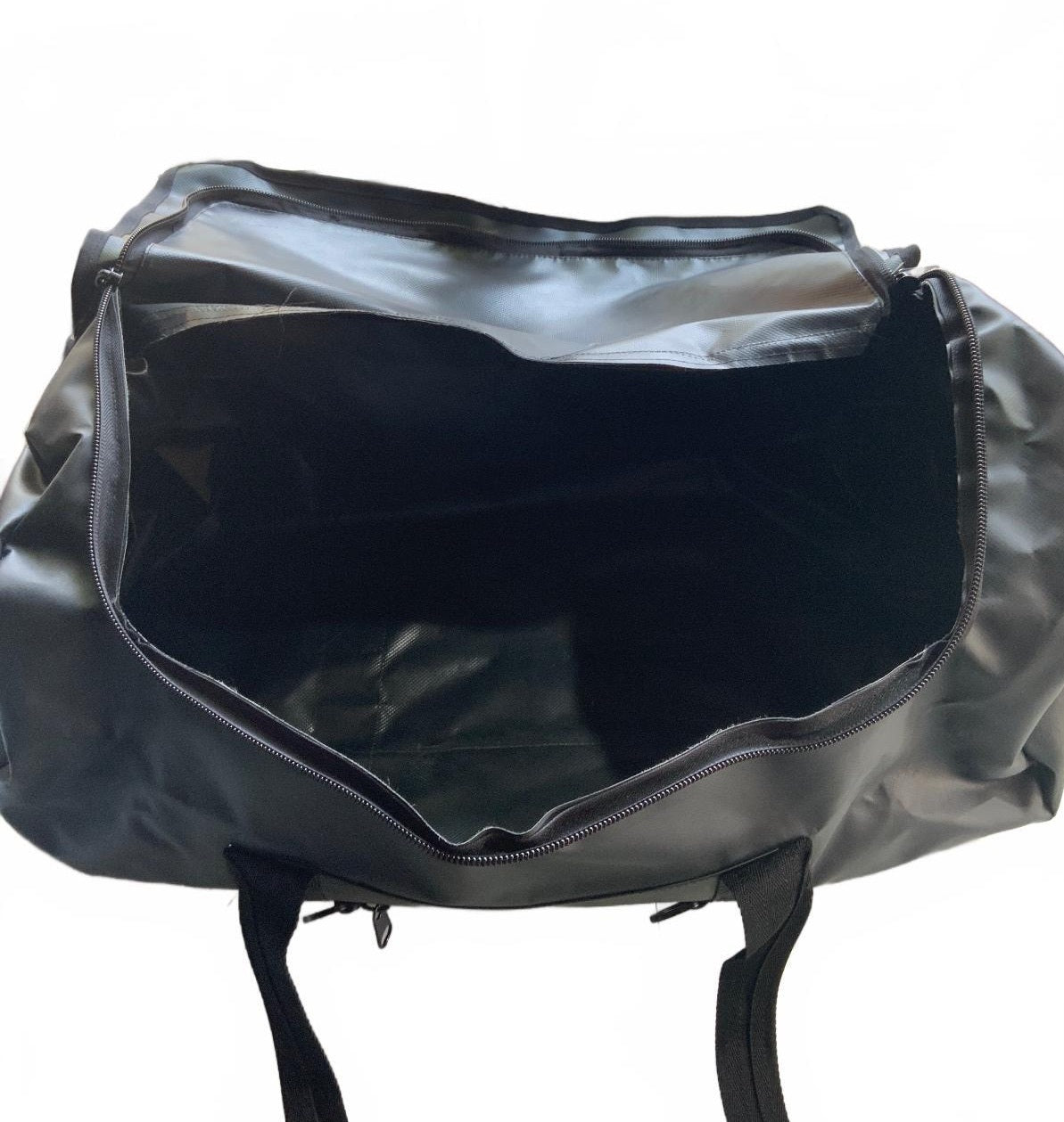 Seahawk Large Black Waterproof Duffel Bag with Shoulder Straps and Zipper Close