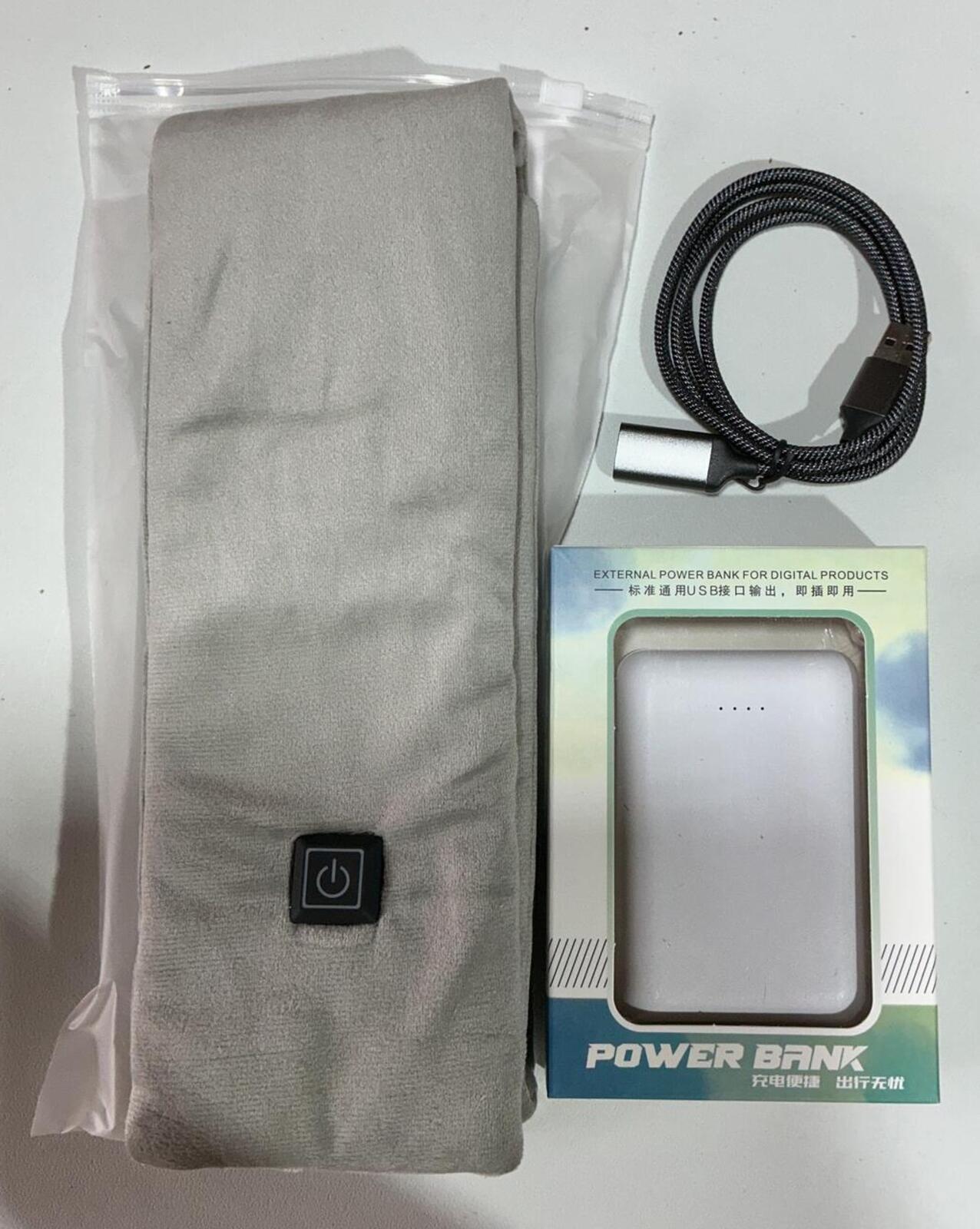 Heated Scarf with USB Power Bank Pocket One Size Grey