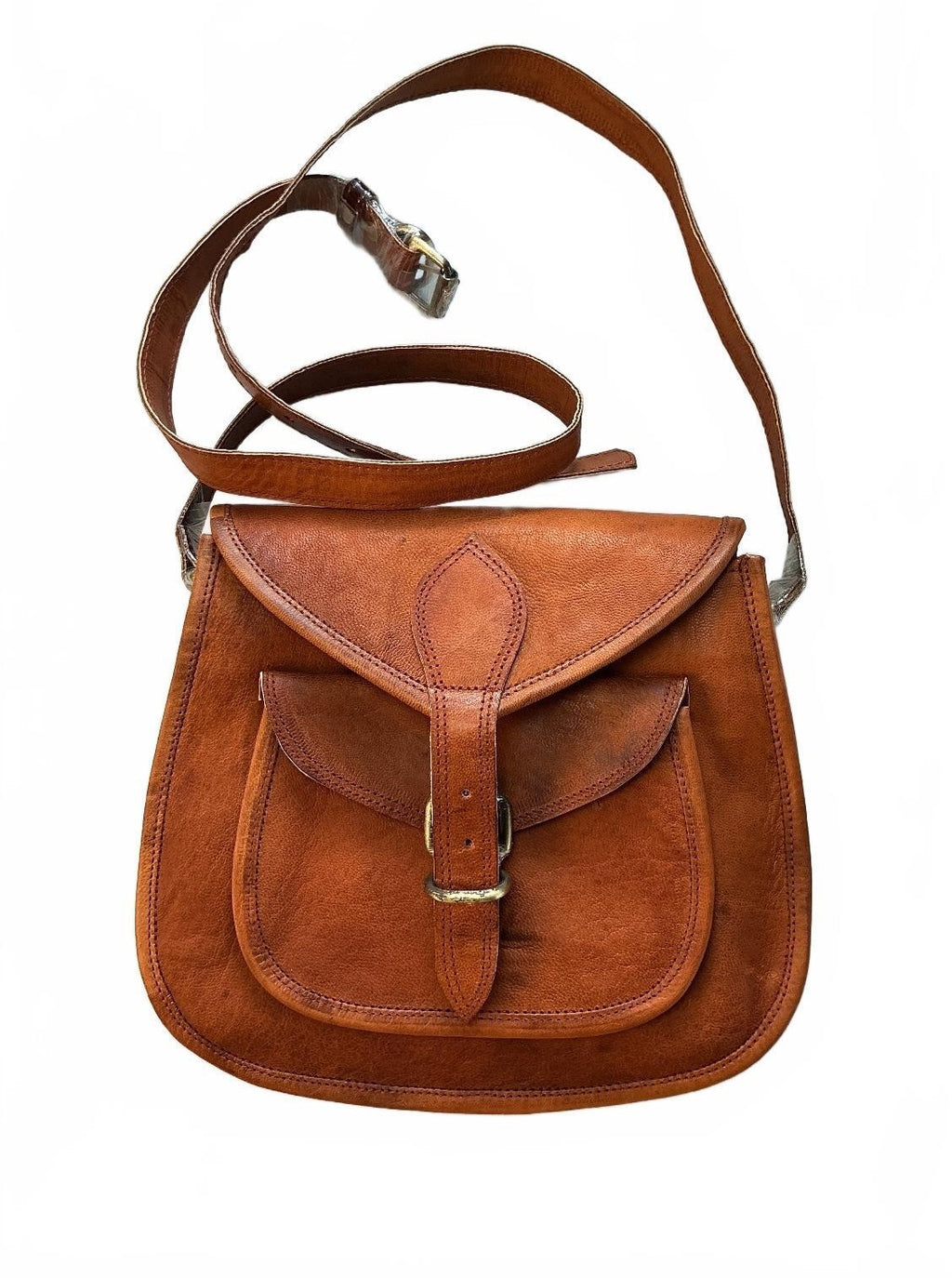 Firu Handmade Brown Leather Crossbody Bag Size Medium