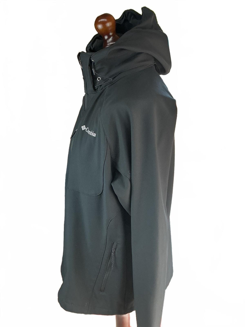 Columbia Cascade Softshell Jacket Men XL Black Waterproof Hooded Outdoor